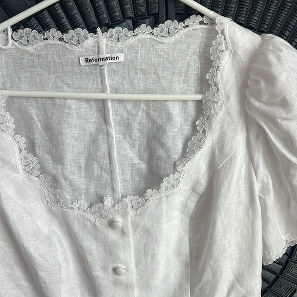 Reformation Anabella Linen White Top size4 - Picture 7 of 8